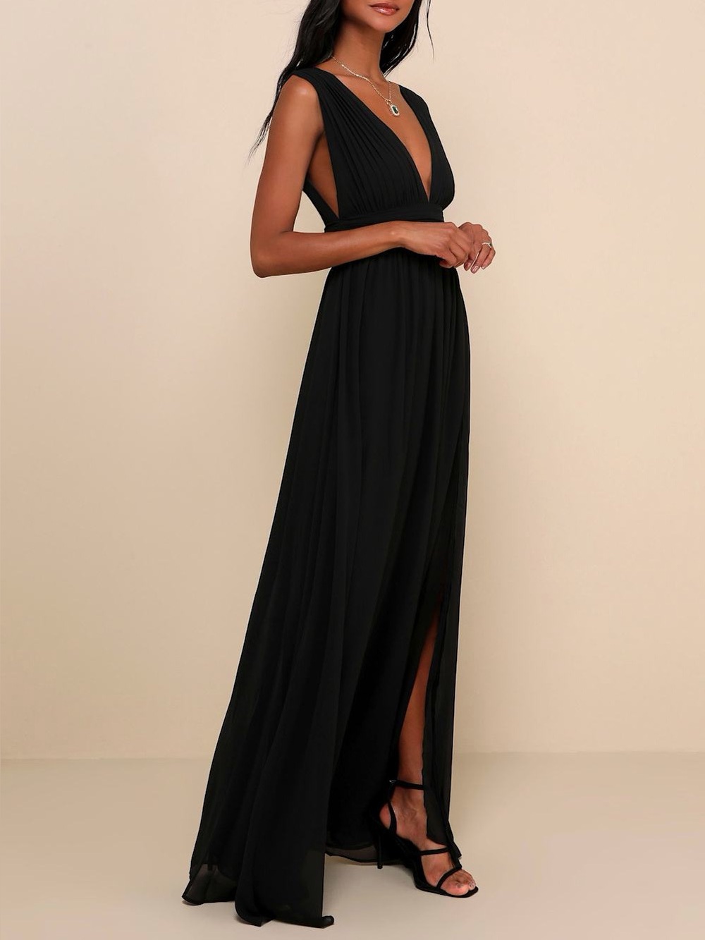 NWOT Lulus Heavenly Hues Black Maxi Dress